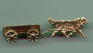 Pin with Great Pyrenees pulling wagon